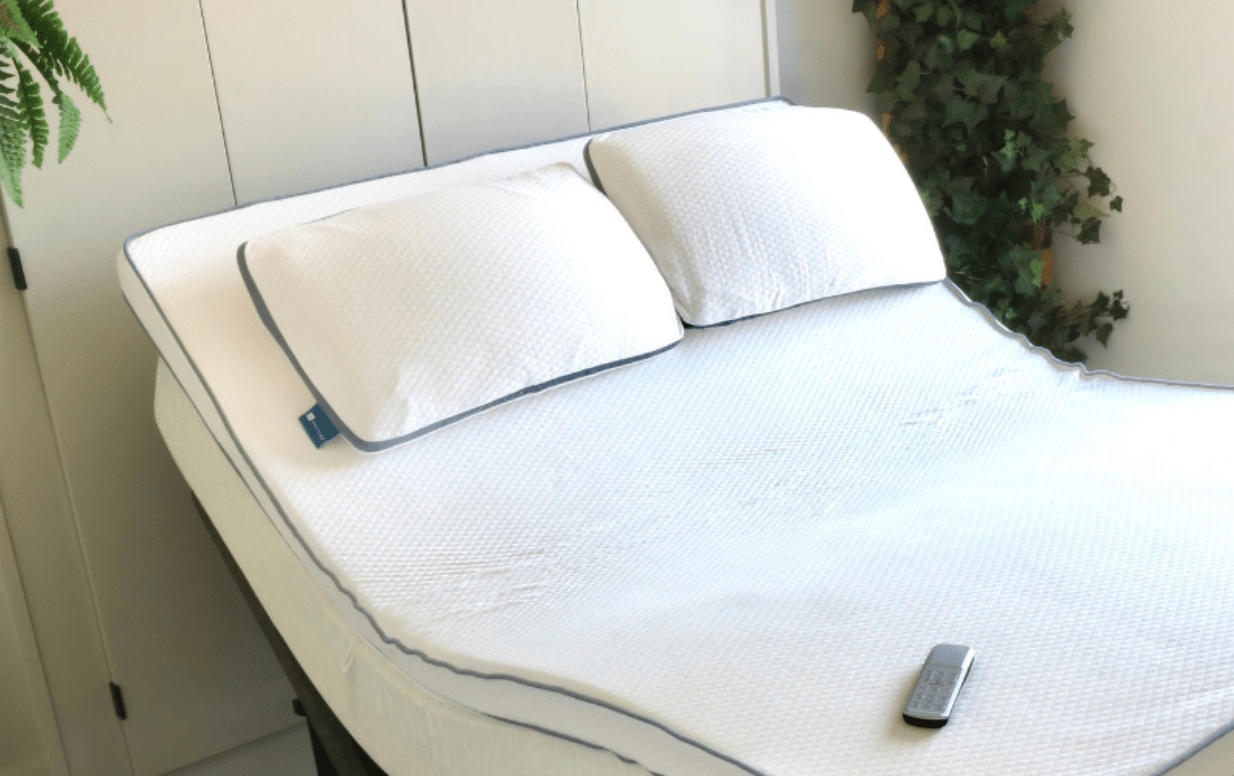 Natural bedding in a reclined position from Naturally Nestled