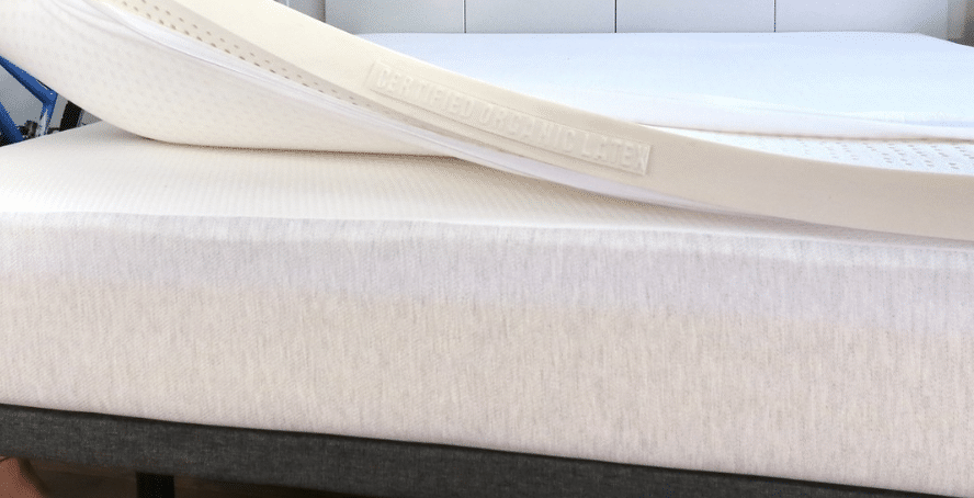 close up image of natural latex mattress topper thickness