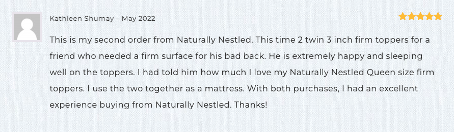 A five-star Naturally Nestled review from a happy customer